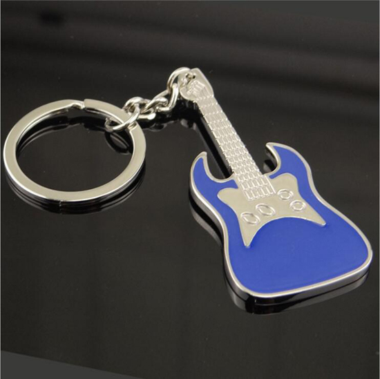 guitar keychain with blue colored