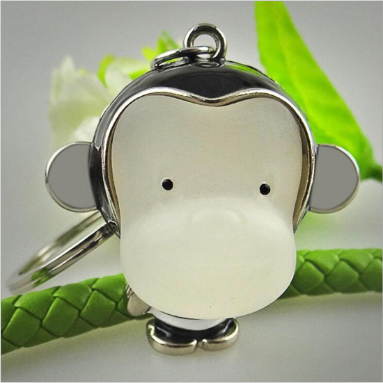 Silver monkey keychain 3d metal keyring